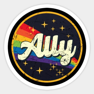 Ally // Rainbow In Space Vintage Grunge-Style Sticker